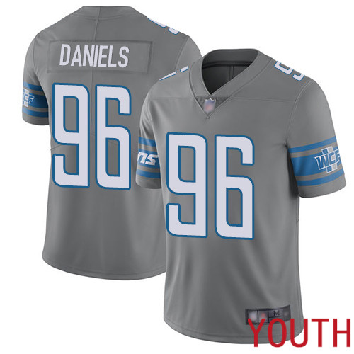 Detroit Lions Limited Steel Youth Mike Daniels Jersey NFL Football #96 Rush Vapor Untouchable->youth nfl jersey->Youth Jersey